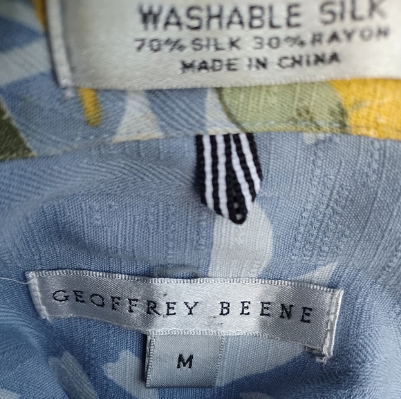 GEOFFREY BEENE Silk Hawaiian Floral Leaf Vintage Shirt EUC - Picture 7 of 9